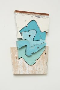 Tides #1, by Mike Wright, found painted wood, 12 x 9 inches